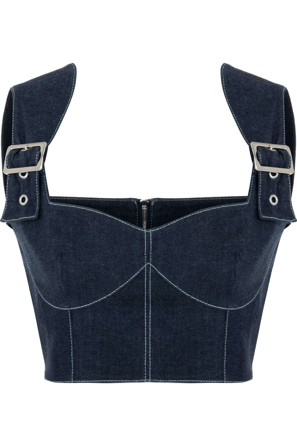 ALANA | Top Corset Denim à Boucles