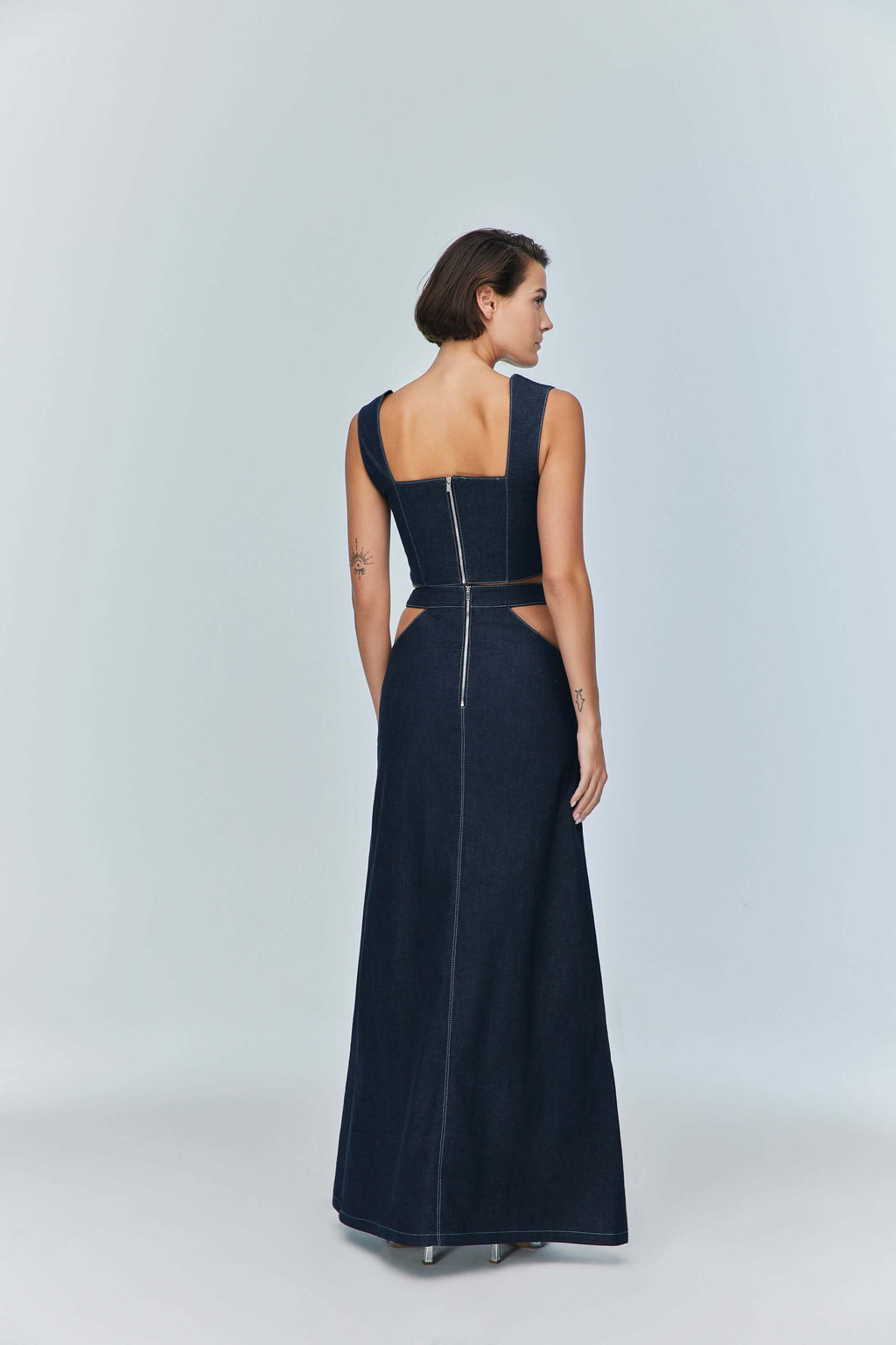ALANA | Top Corset Denim à Boucles